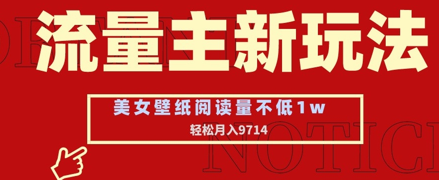 流量主新玩法，美女壁纸和头像，阅读量不低于1w，月入9741【揭秘】-第一资源站