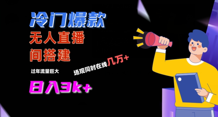 冷门爆款直播间手把手搭建，流量巨大，日入3k+【揭秘】-第一资源站