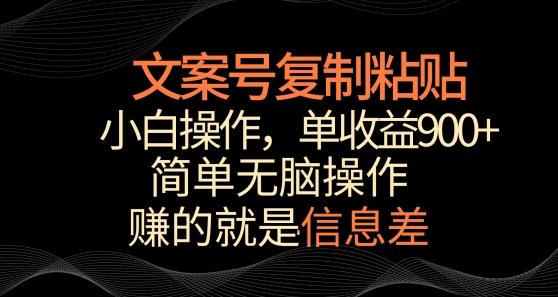 文案号掘金，简单复制粘贴，小白操作，单作品收益900+【揭秘】-第一资源站