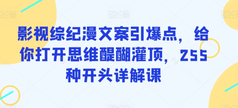影视综纪漫文案引爆点，给你打开思维醍醐灌顶，255种开头详解课-第一资源站