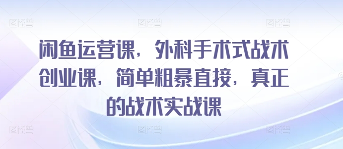 闲鱼运营课，外科手术式战术创业课，简单粗暴直接，真正的战术实战课-第一资源站