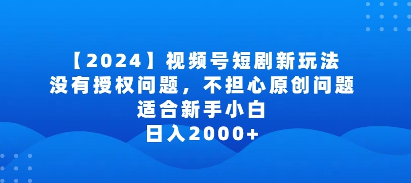 2024视频号短剧玩法，没有授权问题，不担心原创问题，适合新手小白，日入2000+【揭秘】-第一资源站