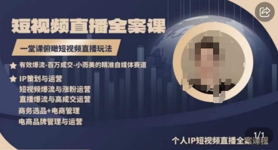 高品质IP短视频直播全案课程，一堂课俯瞰短视频直播玩法-第一资源站