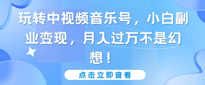 玩转中视频音乐号，小白副业变现，月入过万不是幻想【揭秘】-第一资源站