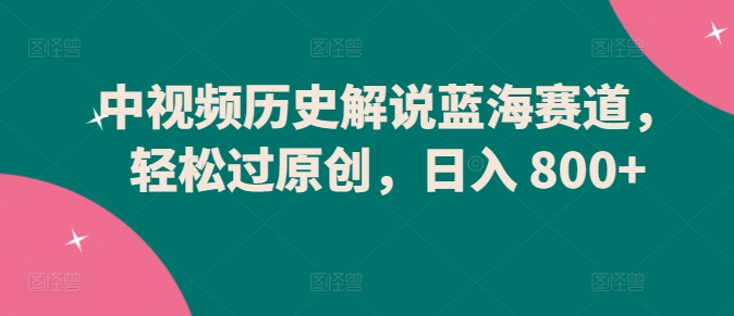 中视频历史解说蓝海赛道，轻松过原创，日入 800+【揭秘】-第一资源站
