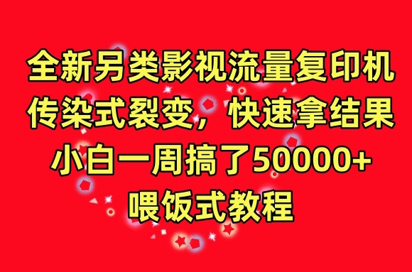 全新另类影视流量复印机，传染式裂变，快速拿结果，小白一周搞了50000+，喂饭式教程【揭秘】-第一资源站