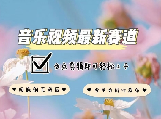 音乐视频赛道最新玩法，纯原创不违规，可所有平台同时发布，会点剪辑即可轻松拿捏【揭秘】-第一资源站