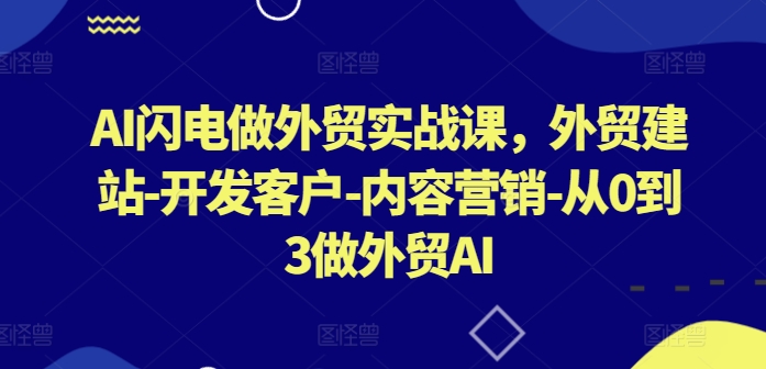 AI闪电做外贸实战课，​外贸建站-开发客户-内容营销-从0到3做外贸AI-第一资源站