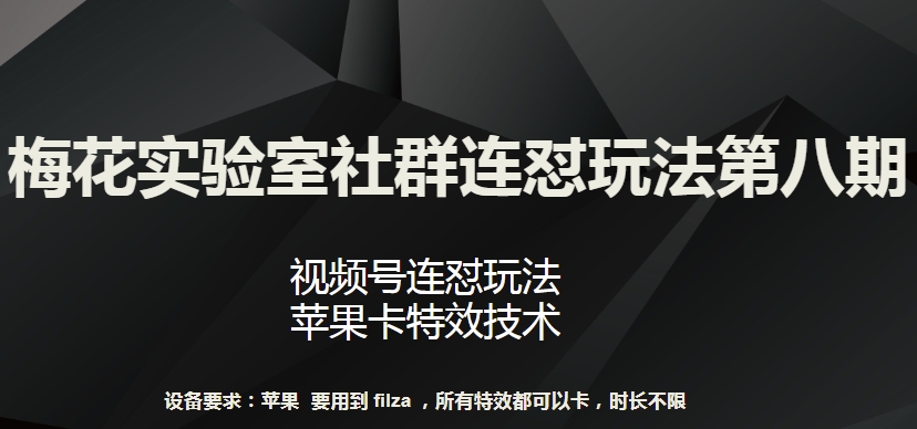 梅花实验室社群连怼玩法第八期，视频号连怼玩法 苹果卡特效技术【揭秘】-第一资源站