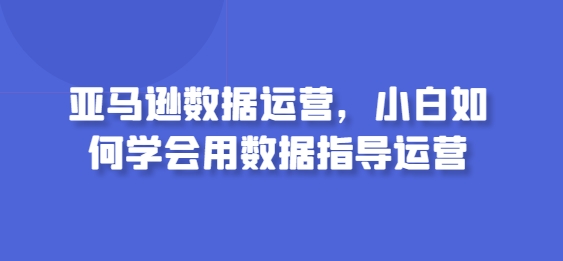 亚马逊数据运营，小白如何学会用数据指导运营-第一资源站