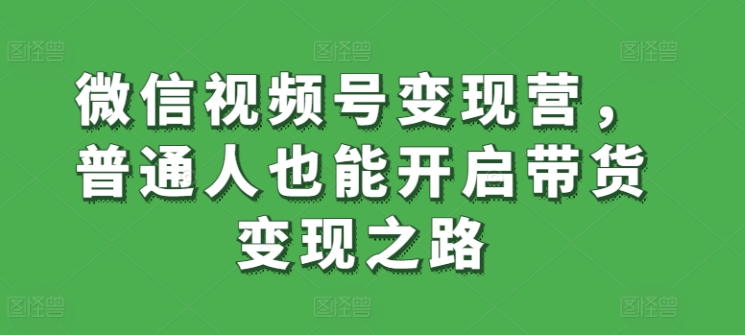 微信视频号变现营，普通人也能开启带货变现之路-第一资源站