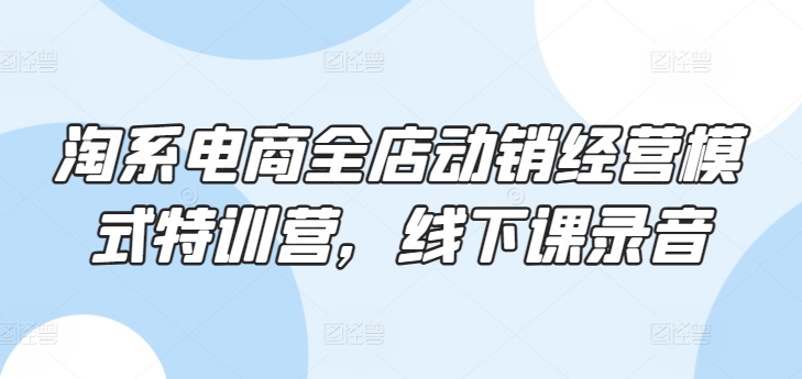 淘系电商全店动销经营模式特训营，线下课录音-第一资源站