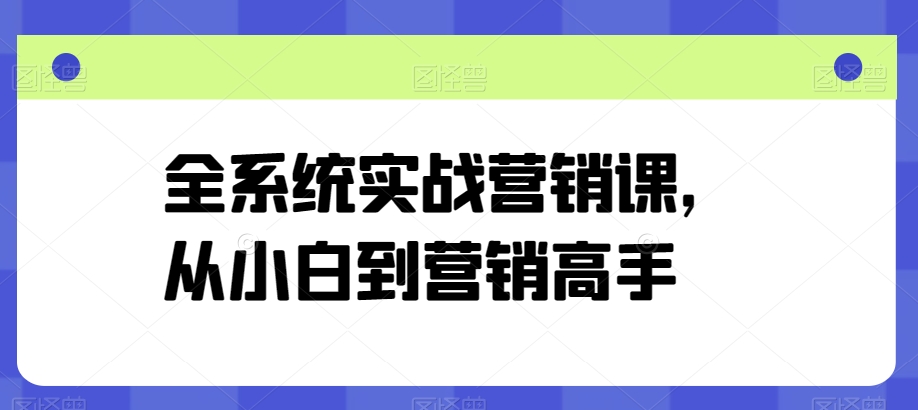 全系统实战营销课，从小白到营销高手-第一资源站