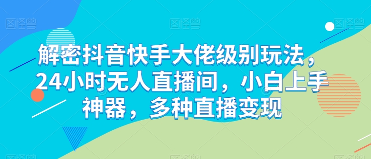 解密抖音快手大佬级别玩法，24小时无人直播间，小白上手神器，多种直播变现【揭秘】-第一资源站