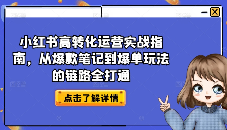 小红书高转化运营实战指南，从爆款笔记到爆单玩法的链路全打通-第一资源站