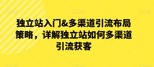 独立站入门&多渠道引流布局策略，详解独立站如何多渠道引流获客-第一资源站