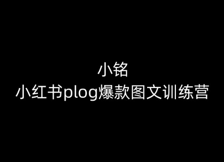 小铭-小红书plog爆款图文训练营，教你从0-1做小红书-第一资源站