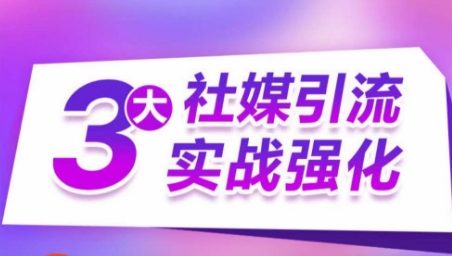 3大社媒引流实战强化，多渠道站外引流，高效精准获客，订单销售额翻倍增长-第一资源站