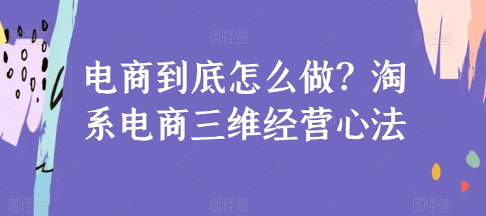 电商到底怎么做？淘系电商三维经营心法-第一资源站