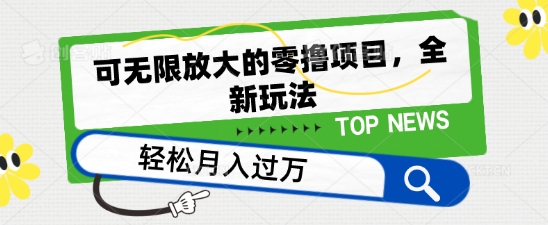 可无限放大的零撸项目，全新玩法，一天单机撸个50+没问题【揭秘】-第一资源站