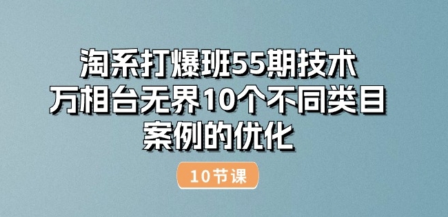 淘系打爆班55期技术：万相台无界10个不同类目案例的优化(10节)-第一资源站