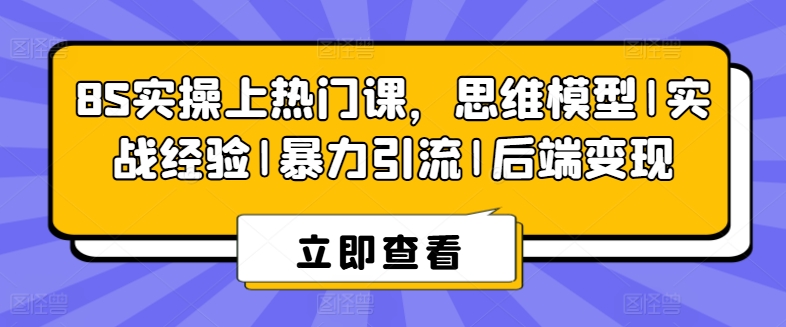8S实操上热门课，思维模型|实战经验|暴力引流|后端变现-第一资源站