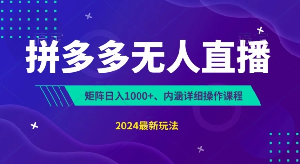 拼多多无人直播不封号，0投入，3天必起，无脑挂机，日入1k+【揭秘】-第一资源站