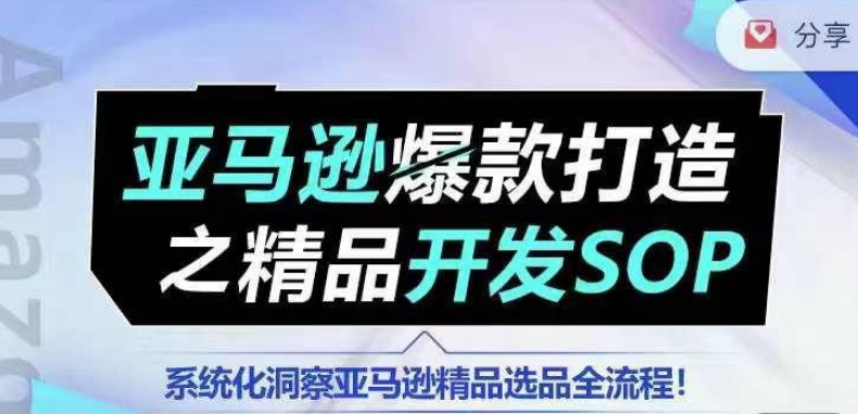 【训练营】亚马逊爆款打造之精品开发SOP，系统化洞察亚马逊精品选品全流程-第一资源站