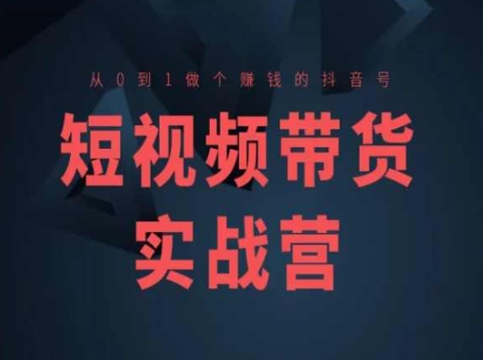 短视频带货实战营(高阶课)，从0到1做个赚钱的抖音号-第一资源站