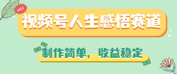 视频号人生感悟赛道，制作简单，收益稳定【揭秘】-第一资源站