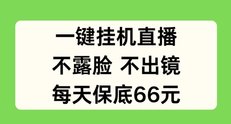 一键挂JI直播，不露脸不出境，每天保底66元【揭秘】-第一资源站