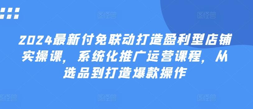 2024最新付免联动打造盈利型店铺实操课，​系统化推广运营课程，从选品到打造爆款操作-第一资源站