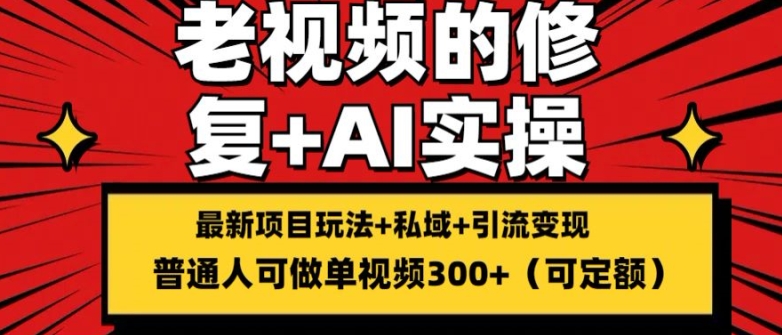 修复老视频的玩法，搬砖+引流的变现(可持久)，单条收益300+【揭秘】-第一资源站