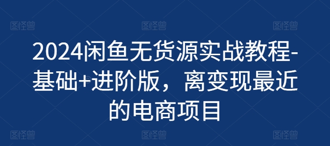 2024闲鱼无货源实战教程-基础+进阶版，离变现最近的电商项目-第一资源站