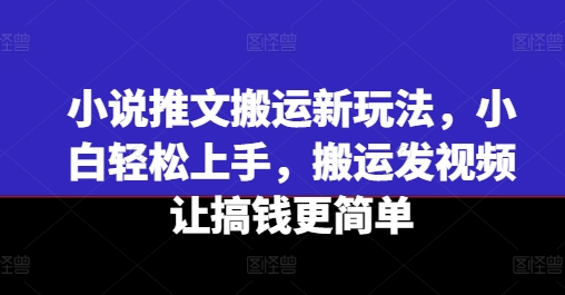 小说推文搬运新玩法，小白轻松上手，搬运发视频让搞钱更简单-第一资源站