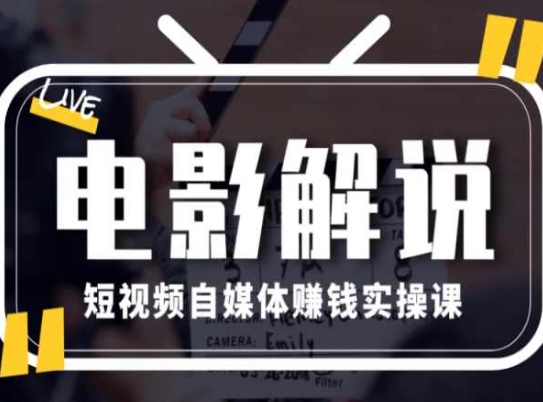 电影解说短视频自媒体赚钱实操课，教你做电影解说短视频，月赚1万-第一资源站