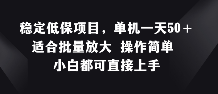 稳定低保项目，单机一天50+适合批量放大 操作简单 小白都可直接上手【揭秘】-第一资源站