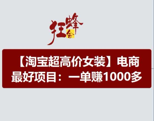 淘宝超高价女装项目，电商最好赛道，一单赚1000多-第一资源站
