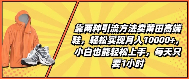 靠两种引流方法卖莆田高端鞋，轻松实现月入1W+，小白也能轻松上手，每天只要1小时【揭秘】-第一资源站