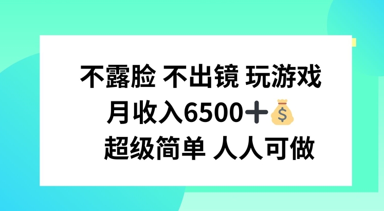 不露脸 不出境 玩游戏，月入6500 超级简单 人人可做【揭秘】-第一资源站