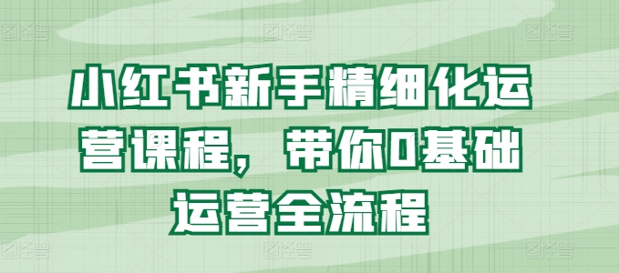 小红书新手精细化运营课程，带你0基础运营全流程-第一资源站