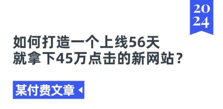 某付费文章《如何打造一个上线56天就拿下45万点击的新网站?》-第一资源站