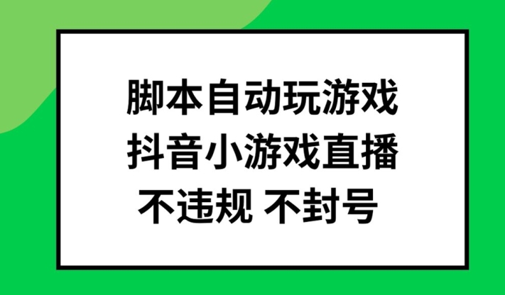 脚本自动玩游戏，抖音小游戏直播，不违规不封号可批量做【揭秘】-第一资源站