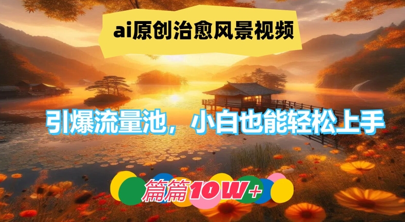 ai原创治愈风景视频，引爆流量池，小白也能轻松上手，篇篇10w+【揭秘】-第一资源站