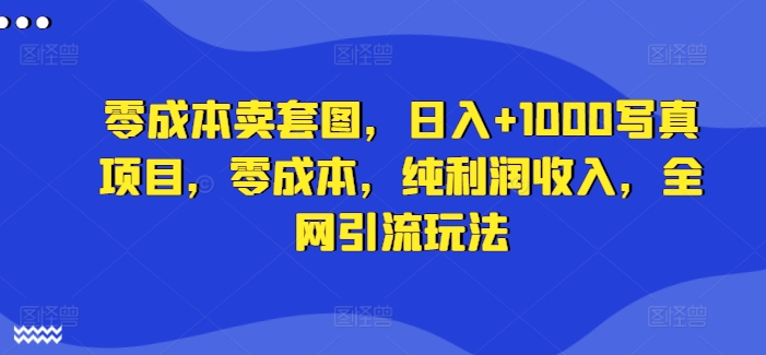 零成本卖套图，日入+1000写真项目，零成本，纯利润收入，全网引流玩法-第一资源站