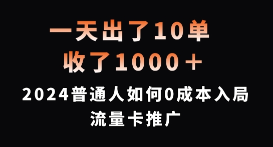 一天出了10单，收了1000+，2024普通人如何0成本入局流量卡推广【揭秘】-第一资源站