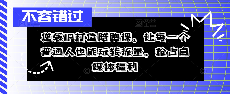 逆袭IP打造陪跑课，让每一个普通人也能玩转流量，抢占自媒体福利-第一资源站