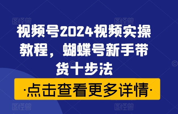 视频号2024视频实操教程，蝴蝶号新手带货十步法-第一资源站