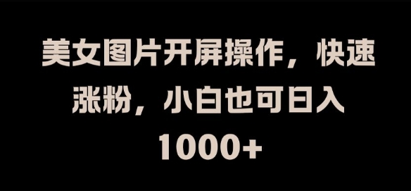 美女图片开屏操作，快速涨粉，小白也可日入1k【揭秘】-第一资源站