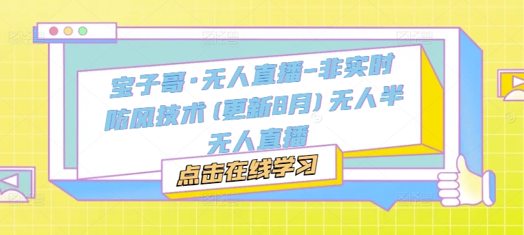 宝子哥·无人直播-非实时防风技术(更新9月)无人半无人直播-第一资源站